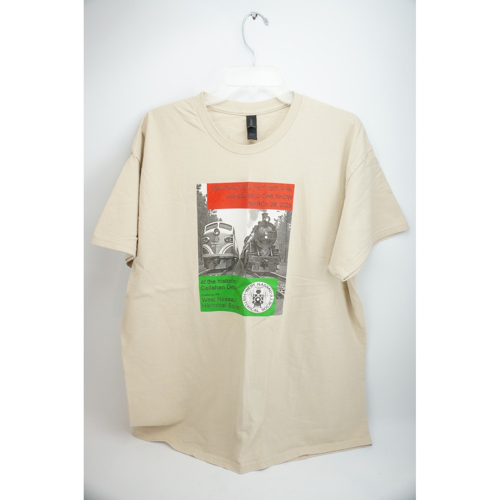 West Nassau Historical Society T-Shirt XL Tan 20th Railroad Day Classic Car Show